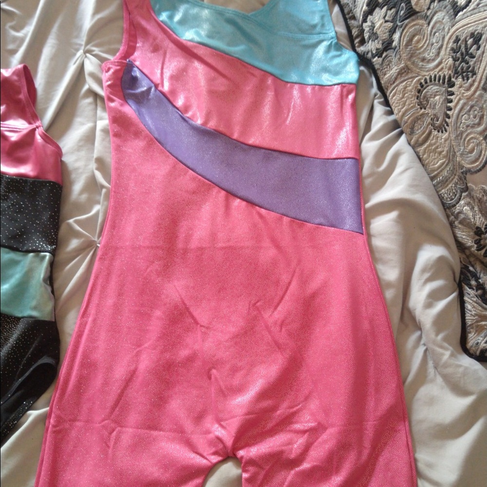 pink gymnastics leo size US 14